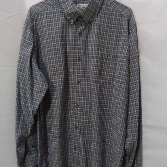 Old Navy Button Down Long Sleeve Shirt Color Blue/Gray Plaid Size Large - Picture 6 of 6
